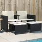 Preview: ARDEBO.de - Gartensofa 2-Sitzer mit Tisch und Hockern Schwarz Poly Rattan