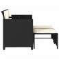 Preview: Gartensofa 2-Sitzer mit Tisch und Hockern Schwarz Poly Rattan