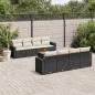 Preview: ARDEBO.de - 9-tlg. Garten-Sofagarnitur mit Kissen Schwarz Poly Rattan