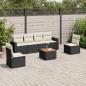 Preview: ARDEBO.de - 7-tlg. Garten-Sofagarnitur mit Kissen Schwarz Poly Rattan