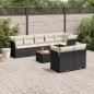 Preview: ARDEBO.de - 9-tlg. Garten-Sofagarnitur mit Kissen Schwarz Poly Rattan