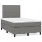 Preview: ARDEBO.de - Boxspringbett mit Matratze & LED Dunkelgrau 120x190 cm Stoff