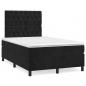 Preview: ARDEBO.de - Boxspringbett mit Matratze & LED Schwarz 120x190 cm Samt