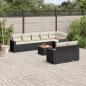 Preview: ARDEBO.de - 9-tlg. Garten-Sofagarnitur mit Kissen Schwarz Poly Rattan