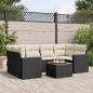 Preview: ARDEBO.de - 7-tlg. Garten-Sofagarnitur mit Kissen Schwarz Poly Rattan