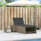 Preview: Sonnenliegen 2 Stk. mit Tisch Grau Poly Rattan