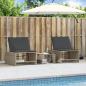 Preview: Sonnenliegen 2 Stk. mit Tisch Grau Poly Rattan