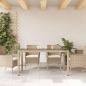 Preview: Gartentisch mit Glasplatte Beige 150x90x75 cm Poly Rattan