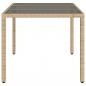 Preview: Gartentisch mit Glasplatte Beige 150x90x75 cm Poly Rattan