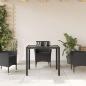 Preview: Gartentisch mit Glasplatte Schwarz 90x90x75 cm Poly Rattan