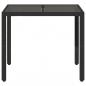 Preview: Gartentisch mit Glasplatte Schwarz 90x90x75 cm Poly Rattan