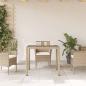 Preview: Gartentisch mit Glasplatte Beige 90x90x75 cm Poly Rattan