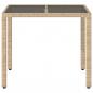 Preview: Gartentisch mit Glasplatte Beige 90x90x75 cm Poly Rattan