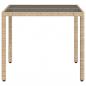 Preview: Gartentisch mit Glasplatte Beige 90x90x75 cm Poly Rattan