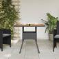 Preview: Gartentisch mit Holzplatte Schwarz 80x80x75 cm Poly Rattan