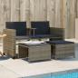 Preview: ARDEBO.de - Gartensofa 2-Sitzer mit Tisch und Hockern Grau Poly Rattan