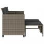 Preview: Gartensofa 2-Sitzer mit Tisch und Hockern Grau Poly Rattan