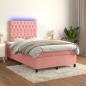 Preview: Boxspringbett mit Matratze & LED Rosa 120x190 cm Samt