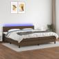 Preview: ARDEBO.de - Boxspringbett mit Matratze & LED Dunkelbraun 200x200 cm Stoff