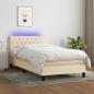 Preview: ARDEBO.de - Boxspringbett mit Matratze & LED Creme 100x200 cm Stoff