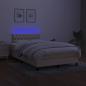 Preview: Boxspringbett mit Matratze & LED Creme 120x200 cm Stoff