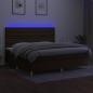 Preview: Boxspringbett mit Matratze & LED Dunkelbraun 200x200 cm Stoff