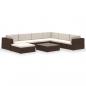 Preview: 8-tlg. Garten-Lounge-Set mit Auflagen Poly Rattan Braun