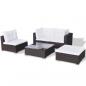 Preview: 5-tlg. Garten-Lounge-Set mit Kissen Poly Rattan Braun