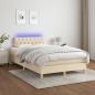 Preview: ARDEBO.de - Boxspringbett mit Matratze & LED Creme 120x200 cm Stoff