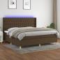 Preview: ARDEBO.de - Boxspringbett mit Matratze & LED Dunkelbraun 200x200 cm Stoff