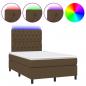 Preview: Boxspringbett mit Matratze & LED Dunkelbraun 120x190 cm Stoff