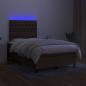 Preview: Boxspringbett mit Matratze & LED Dunkelbraun 120x190 cm Stoff