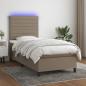 Preview: ARDEBO.de - Boxspringbett mit Matratze & LED Taupe 80x200 cm Stoff