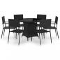 Preview: ARDEBO.de - 7-tlg. Garten-Essgruppe Poly Rattan Schwarz