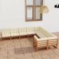 Preview: ARDEBO.de - 9-tlg Garten-Lounge-Set mit Kissen Honigbraun Massivholz Kiefer