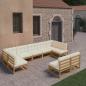 Preview: ARDEBO.de - 9-tlg Garten-Lounge-Set mit Kissen Honigbraun Massivholz Kiefer