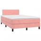 Preview: ARDEBO.de - Boxspringbett mit Matratze & LED Rosa 120x190 cm Samt