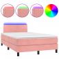 Preview: ARDEBO.de - Boxspringbett mit Matratze & LED Rosa 120x190 cm Samt