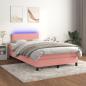 Preview: Boxspringbett mit Matratze & LED Rosa 120x190 cm Samt