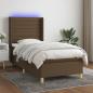 Preview: ARDEBO.de - Boxspringbett mit Matratze & LED Dunkelbraun 90x190 cm Stoff