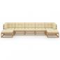 Preview: 7-tlg Garten-Lounge-Set mit Kissen Honigbraun Massivholz Kiefer