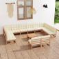 Preview: ARDEBO.de - 13-tlg. Garten-Lounge-Set mit Kissen Honigbraun Massivholz