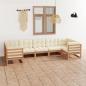 Preview: ARDEBO.de - 7-tlg Garten-Lounge-Set mit Kissen Honigbraun Massivholz Kiefer