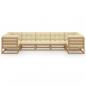 Preview: 7-tlg Garten-Lounge-Set mit Kissen Honigbraun Massivholz Kiefer