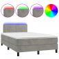 Preview: Boxspringbett mit Matratze & LED Hellgrau 120x190 cm Samt