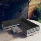 Preview: ARDEBO.de - 9-tlg. Garten-Lounge-Set mit Kissen Grau Kiefernholz