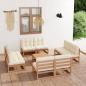 Preview: ARDEBO.de - 9-tlg. Garten-Lounge-Set mit Kissen Kiefer Massivholz