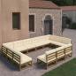 Preview: ARDEBO.de - 13-tlg. Garten-Lounge-Set mit Kissen Honigbraun Massivholz