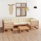 Preview: ARDEBO.de - 7-tlg Garten-Lounge-Set mit Kissen Honigbraun Massivholz Kiefer