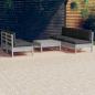 Preview: ARDEBO.de - 6-tlg. Garten-Lounge-Set mit Anthrazit Kissen Kiefernholz